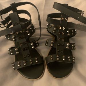 Girls black accented dress sandal